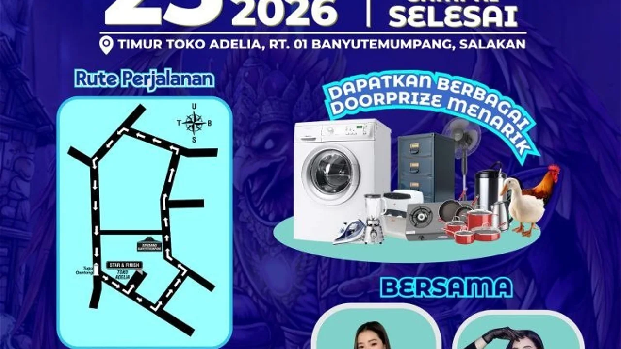 Poster AMUSAFEST 2026 Jalan Sehat Padukuhan Salakan untuk memperingati HUT ke-81 Republik Indonesia.
